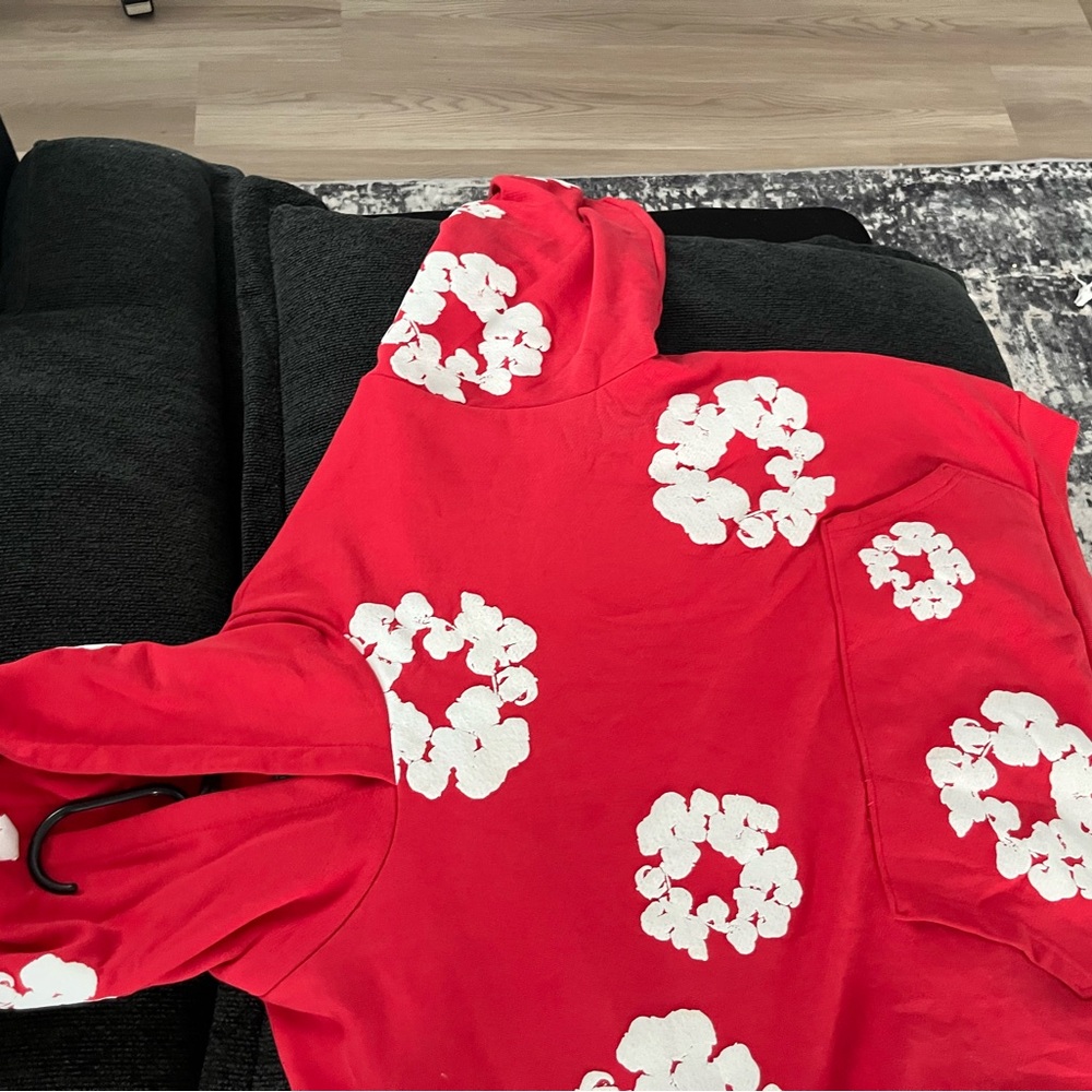 Red Floral Men's Lightweight Jacket denim tears